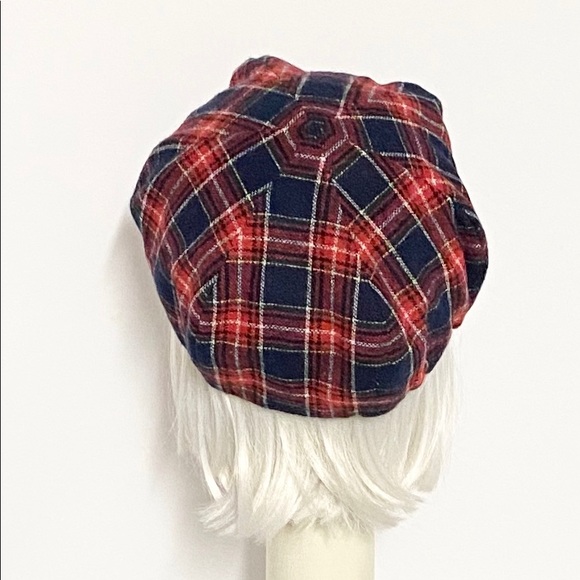 Plaid Red Newsboy Hat - Picture 3 of 3